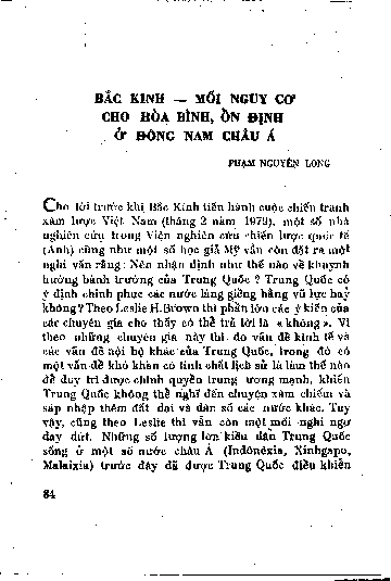 Bắc Kinh - Mối nguy cơ cho hoà bình, ổn định ở Đông Nam châu Á