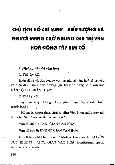 Chủ tịch Hồ Chí Minh - biểu tượng và người mang chở những giá trị văn hoá Đông Tây kim cổ