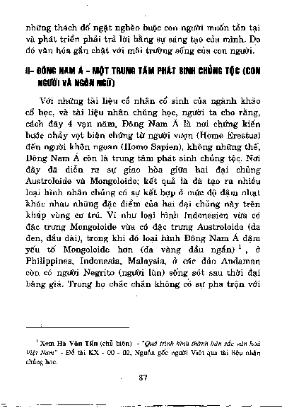 Đông Nam Á - Một trung tâm phát sinh chủng tộc