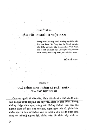 Chương V Quá trình hình thành và phát triển của các tộc người