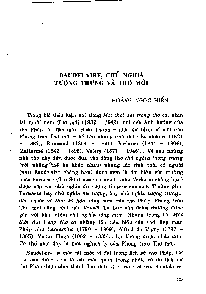 Baudelaire, chủ nghĩa tượng trưng và Thơ mới