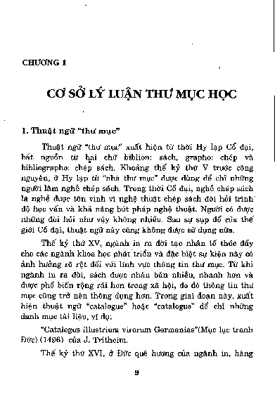 Chương I Cơ sở Lý luận thư mục học