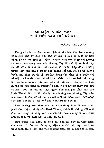 Sự kiện in dấu vào thơ Việt Nam thế kỷ XX