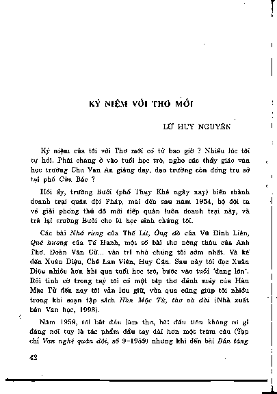 Kỷ niệm với Thơ mới