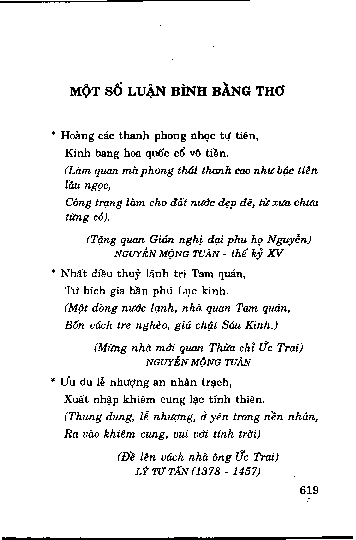 Một số luậ n bình bằng thơ