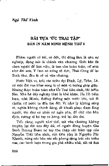 Bài tựaỨc Trai tậ p- Bản in năm Minh Mệnh thứ 6