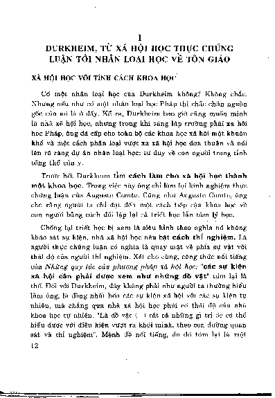 Durkheim, từ xã hội học thực chứng luậ n tới nhân loại học về tôn giáo