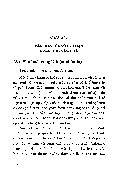 Chương 18 Văn hoá trong Lý luận nhân học văn hoá