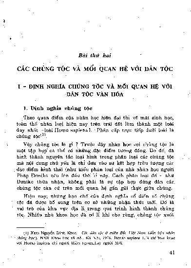 Các chủng tộc và mối quan hệ với dân tộc Bài thứ hai