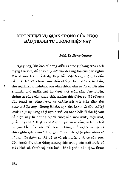 Một nhiệm vụ quan trọng của cuộc đấu tranh tư tưởng hiện nay