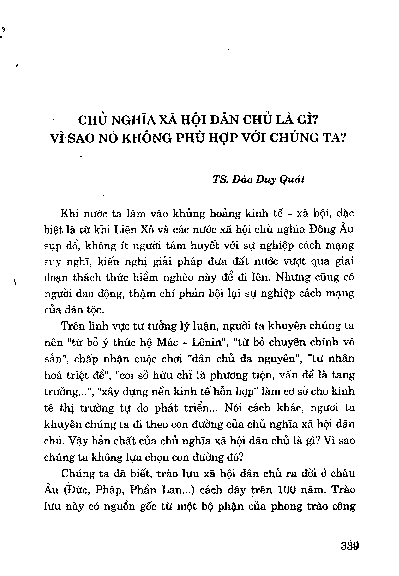 Chủ nghĩa xã hội dân chủ là gì ? Vì sao nó không phù hợp với chúng ta ?
