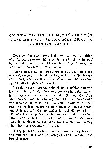 Công tác tra cứu thư mục của Thư viện trong lĩnh vực văn học nghệ thuậ t và nghiên cứu văn học