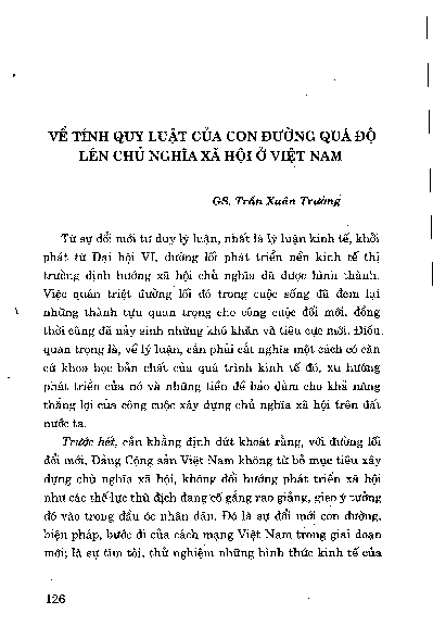 Về tính quy luậ t của con đường quá độ lên chủ nghĩa xã hội ở Việt Nam