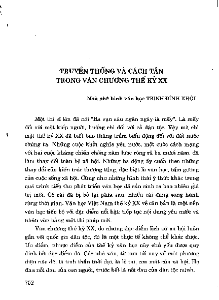 Truyền thống và cách tân trong văn chương thế kỷ XX