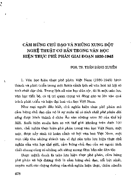 Cảm hứng chủ đạo và những xung đột nghệ thuậ t cơ bản trong văn học hiện thực phê phán giai đoạn 1930 - 1945