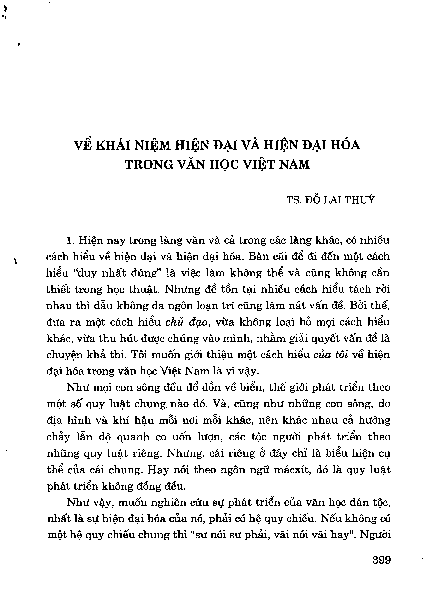 Về khái niệm hiện đại và hiện đại hoá trong văn học Việt Nam