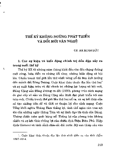 Thế kỷ không ngừng phát triển và đổi mới văn nghệ