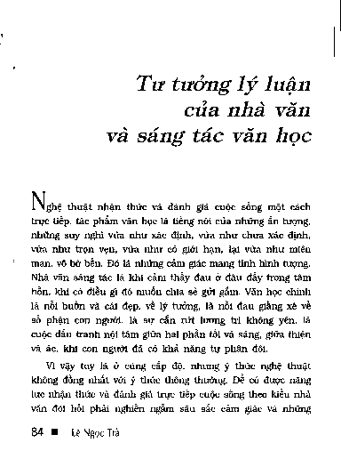 Tư tưởng Lý luận của nhà văn và sáng tác văn học