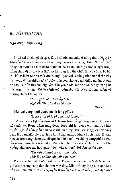 Ba bài thơ thu