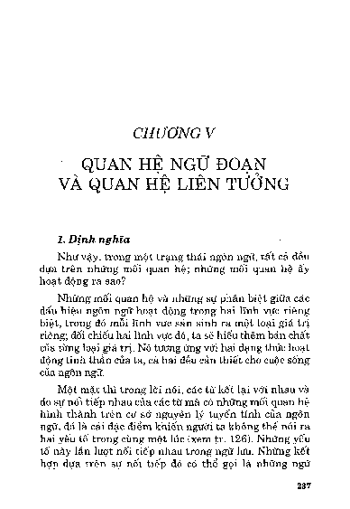 Chương V Quan hệ ngữ đoạn và quan hệ liên tưởng