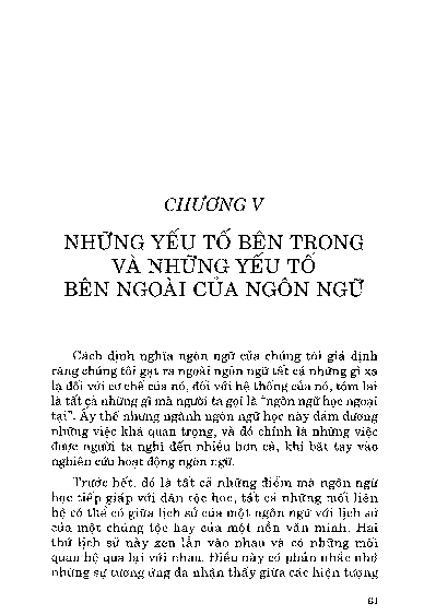 Chương V Những yếu tố bên trong và những yếu tố bên ngoài của ngôn ngữ