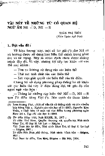 Vài nét về những từ có quan hệ ngữ âm Nh - D, Nh - R