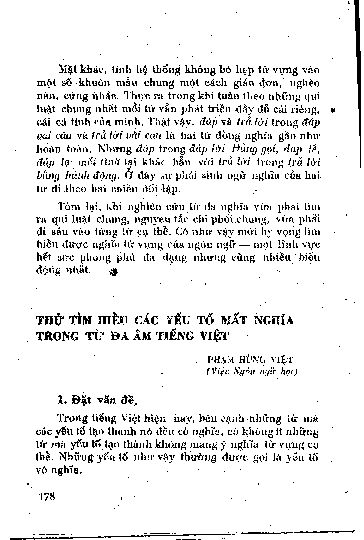 Thử tìm hiểu các yếu tố mất nghĩa trong từ đa âm tiếng Việt