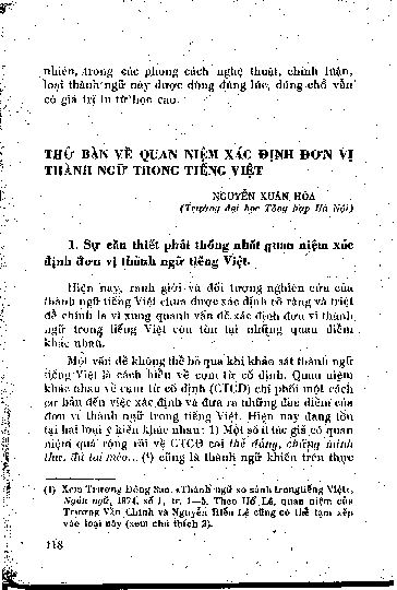 Thử bàn về quan niệm xác định đơn vị thành ngữ trong tiếng Việt