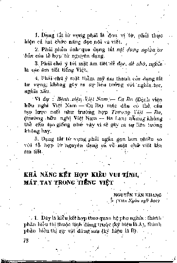Khả năng kết hợp kiểu vui tính, mát tay trong tiếng Việt