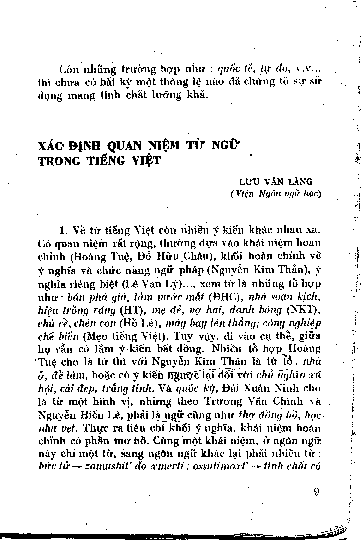 Xác định quan niệm từ ngữ trong tiếng Việt