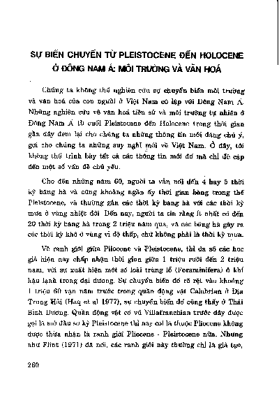 Sự biến chuyển từ Pleistocene đến Holocene ở Đông Nam Á Môi trường và văn hoá