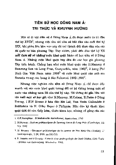Tiền sử học Đông Nam Á Tri thức và khuynh hướng