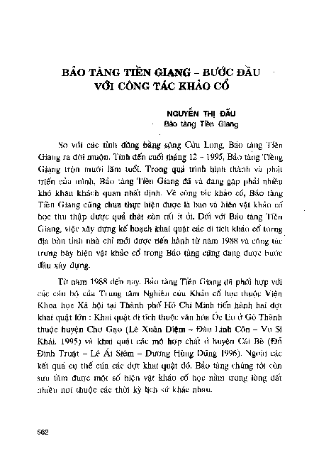 Bảo tàng Tiền Giang - bước đầu với công tác khảo cổ