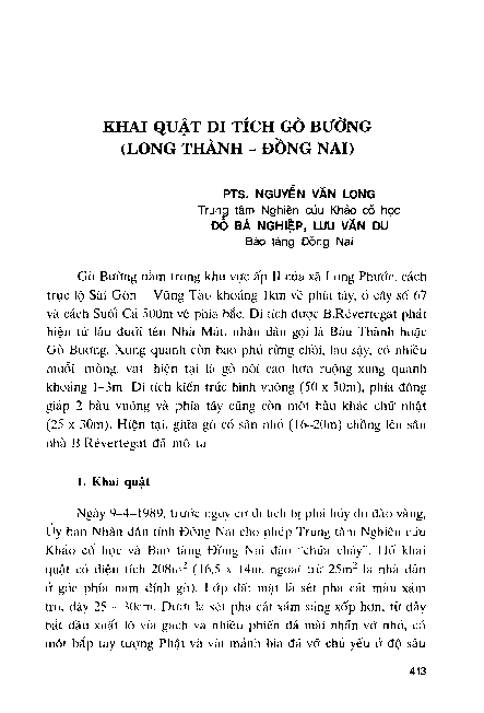 Khai quậ t di tích Gò Bường