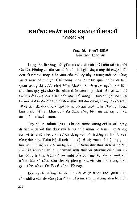 Những phát hiện khảo cổ học ở Long An