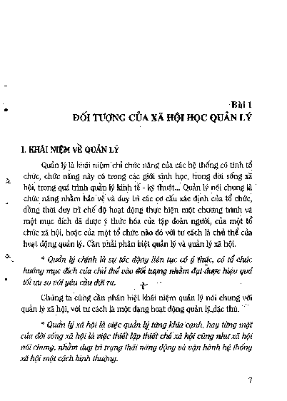 Bài 1 Đối tượng của xã hội học quản lý
