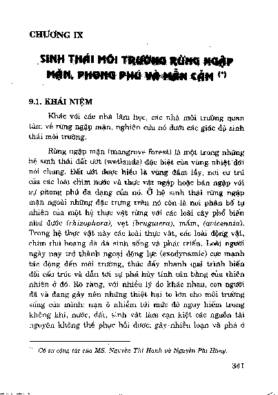 Chương IX Sinh thái môi trường rừng ngậ p mặn, phong phú và mẫn cảm