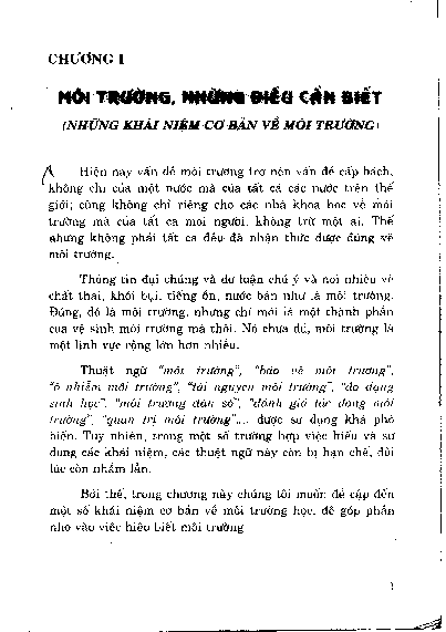 Chương I Môi trường, những điều cần biết