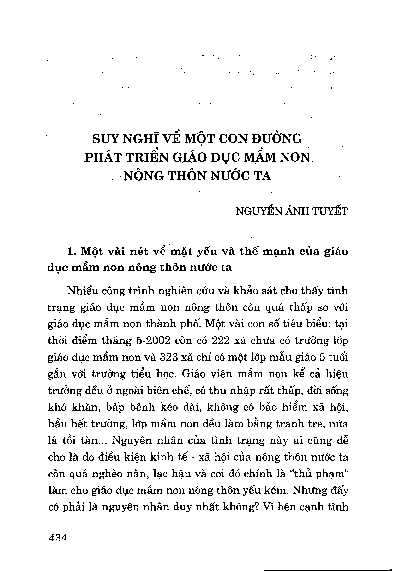 Suy nghĩ về một con đường phát triển giáo dục mầm non nông thôn nước ta