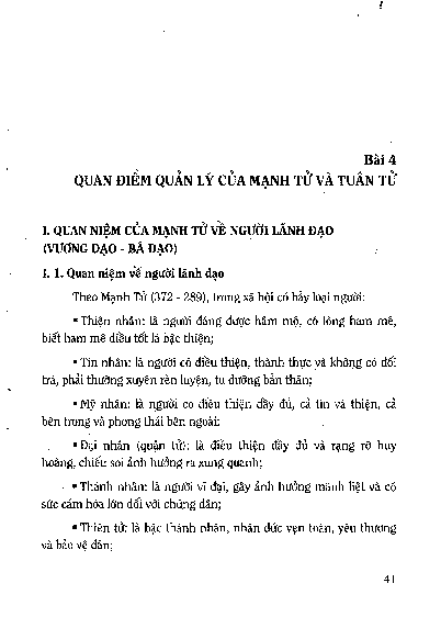 Bài 4 Quan điểm quản lý của Mạnh Tử và Tuân Tử