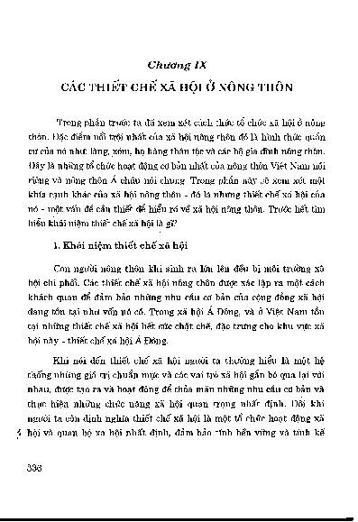 Chương IX Các thiết chế xã hội ở nông thôn