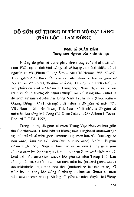 Đồ gốm sứ trong di tích mộ Đại Làng