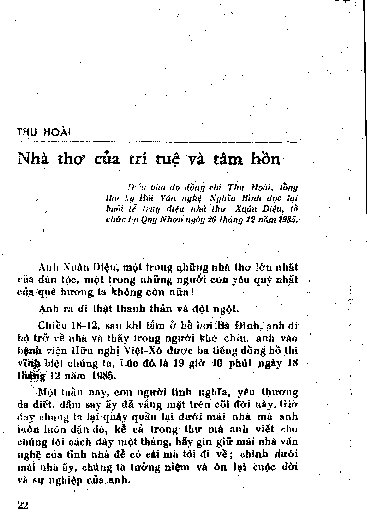 Nhà thơ của trí tuệ và tâm hồn
