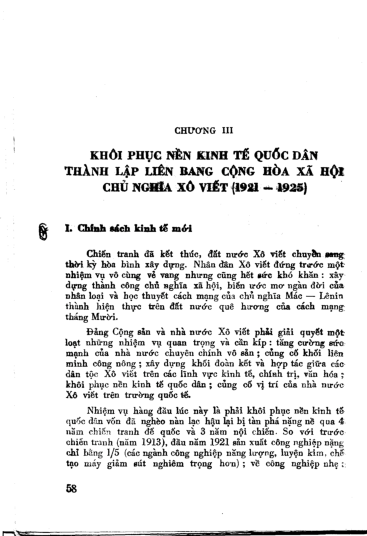 Chương III Khôi phục nền kinh tế quốc dân thành lậ p Liên bang Cộng hoà xã hội chủ nghĩa Xô Viết (1921 - 1925)