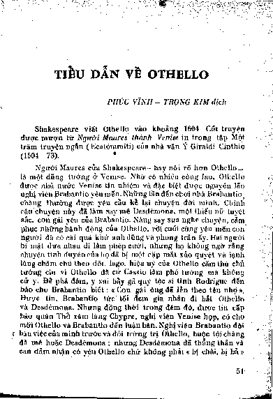 Tiểu dẫn về Othello