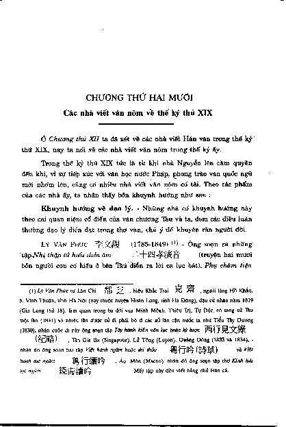 Chương thứ hai mươi Các nhà viết văn nôm về thế kỷ thứ XIX