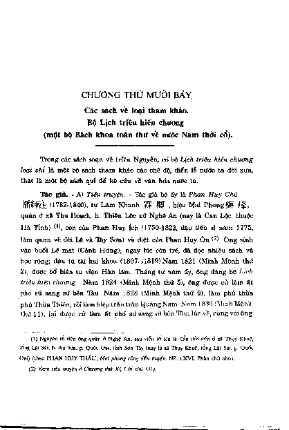 Chương thứ mười bảy Các sách về loại tham khảo. Bộ Lịch triều hiến chương