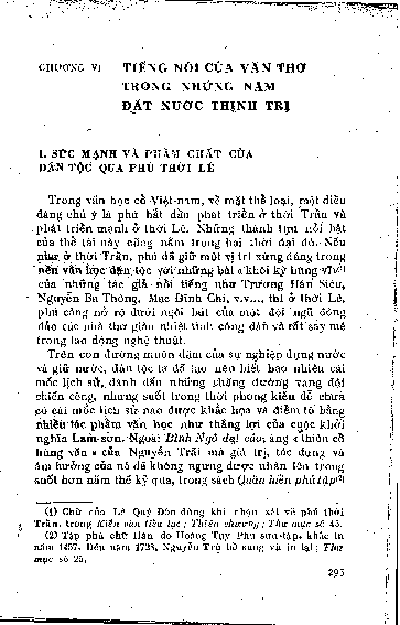Chương VI Tiếng nói của văn thơ trong những năm đất nước thịnh trị