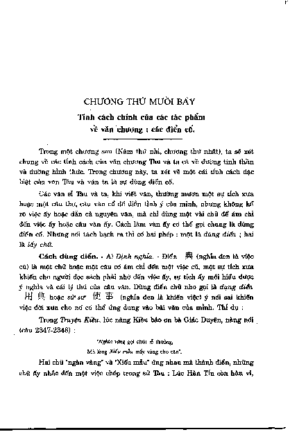 Chương thứ mười bảy Tính cách chính của các tác phẩm về văn chương các điển cố