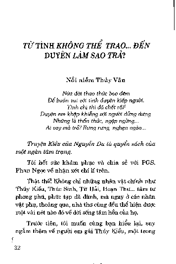 Từ tình không thể trao ... đến duyên làm sao trả ?